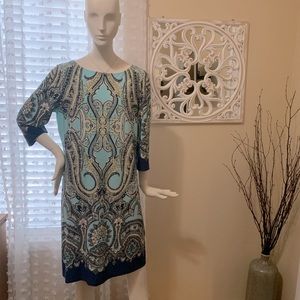 NWT London Style 3/4 Sleeve Boat Neck Shift Dress